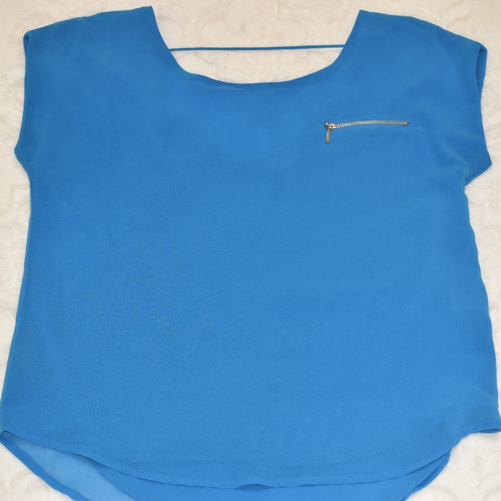 Royal Blue Sheer Zipper Tee